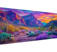 Peinture par Numero Cactus Peinture Numero Enfant Montagne DIY Kit Creatif Adulte Couleur Toile, Paint by Numbers for Adults avec Accessoires pour Décoration de Murale 70x140cm (Avec Cadre) 3-0J65