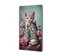 Peinture Par Numero chat fleur, Activité Manuelle Kit de Peinture à l'huile sur Toile Bricolage pour Enfant avec pinceaux Peintures de Dessin de Pigment Acrylique, pour Décor Cadeaux 50x100cm Y-783