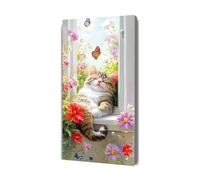 Peinture Par Numero chat Papillon, Activité Manuelle Kit de Peinture à l'huile sur Toile Bricolage pour Enfant avec pinceaux Peintures de Dessin de Pigment Acrylique, pour Décor Cadeaux 25x50cm Y-779