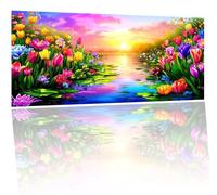 Peinture Par Numero couleur fleur, Activité Manuelle Kit de Peinture à l'huile sur Toile Bricolage pour Enfant avec pinceaux Peintures de Dessin de Pigment Acrylique, pour Décor Cadeaux 25x50cm Y-15