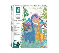 Janod - Coffret Peinture Par Numéro Dinosaures - 2 Tableaux à Réaliser - Les Ateliers du Calme - Kit Loisir Créatif Enfant - Dès 7 Ans, J07982, Multicolore, Taille unique