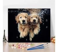 Peinture par Numero Enfant Chien Paint by Numbers Mer Kits de Peinture au Numéro avec Pinceaux et Acryliques Bricolage Peintures Kits, Sans Cadre, Activité pour la Décoration Murale 40X120cm Y5-656