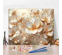 Peinture par Numero Enfant Fleur De Pêche Paint by Numbers Diamant Kits de Peinture au Numéro avec Pinceaux et Acryliques Bricolage Peintures, Sans Cadre, Décoration Murale, Cadeau 60X60cm Y5-610