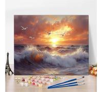 Peinture par Numero Enfant Oiseau Paint by Numbers Mer Kits de Peinture au Numéro avec Pinceaux et Acryliques Bricolage Peintures Kits, Sans Cadre, Activité pour la Décoration Murale 60X70cm Y5-238