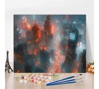 Peinture par Numero Enfant Ville Paint by Numbers Architecture Kits de Peinture au Numéro avec Pinceaux et Acryliques Bricolage Peintures, Sans Cadre, Décoration Murale, Cadeau Femme 40X60cm Y5-696