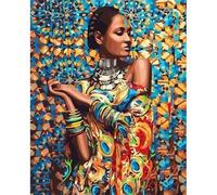 Figured'Art Peinture par numéro Femme en habits traditionnels Kit adulte avec cadre 40x50 cm