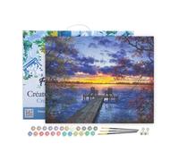 Peinture par Numéro - Figured Art - Ponton au coucher de Soleil - 40x50cm - Inclus : toile, pinceaux, peinture