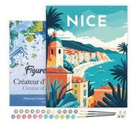 Peinture par Numéro Figured'Art avec Cadre Affiche Vintage Nice - Activité Manuelle Numéro d'Art Complet - 40x50cm toile tendue sur châssis
