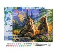Figured'Art Peinture par Numéro Adulte avec Cadre Couple d'ours - Activité Manuelle Kit de Loisir Créatif DIY Numéro d'Art Complet - 40x50cm toile tendue sur châssis