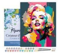 Peinture par Numéro Figured'Art avec Cadre - Diva Abstraite - Kit de Loisir Créatif DIY Numéro d'Art Complet - 40x50cm toile tendue sur châssis