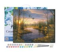 Figured'Art Peinture par Numéro Adulte avec Cadre Maison de campagne au crepuscule - Activité Manuelle Kit de Loisir Créatif DIY Numéro d'Art Complet - 40x50cm toile tendue sur châssis