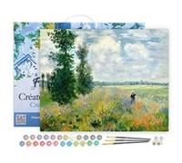 Peinture par Numéro Figured'Art avec Cadre - Monet Champ de coquelicots - Kit de Loisir Créatif DIY Numéro d'Art - 40x50cm toile tendue sur châssis