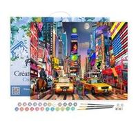 Figured'Art Peinture par Numéro Adulte avec Cadre Nuit à Timesquare - Activité Manuelle Kit de Loisir Créatif DIY Numéro d'Art Complet - 40x50cm toile tendue sur châssis