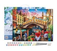 Figured'Art Peinture par Numéro Adulte avec Cadre Pont du rialto - Activité Manuelle Kit de Loisir Créatif DIY Numéro d'Art Complet - 40x50cm toile tendue sur châssis