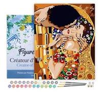 Figured'Art Peinture par Numéro Adulte avec Cadre Tendre Baiser - Activité Manuelle Kit de Loisir Créatif DIY Numéro d'Art Complet - 40x50cm toile tendue sur châssis
