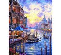 Figured'Art Peinture par Numéro Adulte avec Cadre Le Grand Canal de Venise - Activité Manuelle Kit de Loisir Créatif DIY Numéro d'art Complet - 40x50cm Toile tendue sur châssis