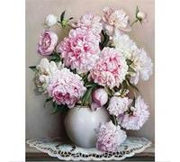 Figured'Art Peinture par Numéro Adulte avec Cadre Vase de Pivoines - Activité Manuelle Kit de Loisir Créatif DIY Numéro d'Art Complet - 40x50cm toile tendue sur châssis