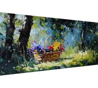 Peinture par Numero Fleur Peinture Numero Enfant Arbre DIY Kit Creatif Adulte Couleur Toile, Paint by Numbers for Adults avec Accessoires pour Décoration Murale, Cadeau 50x100cm (Avec Cadre) E-3H12
