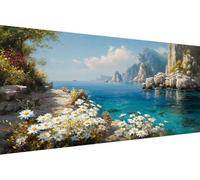 Peinture par Numero Fleur Peinture Numero Enfant Sea DIY Kit Creatif Adulte Couleur Toile, Paint by Numbers for Adults avec Accessoires pour Décoration Murale, Cadeau Femme 30x60cm (Avec Cadre) 7-MF19