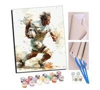 Peinture par numéro Kit pour Adultes Athlète en course tenant un ballon de rugby de profil (5) Peint Cadeau de Peinture à l'huile de Bricolage avec Brosses et peintures acryliques Home Decor