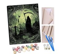 Peinture par numéro Kit pour Adultes Cimetière de la Mort et du Regard Peint Cadeau de Peinture à l'huile de Bricolage avec Brosses et peintures acryliques Home Decor 16 x 20 Pouces Avec cadre