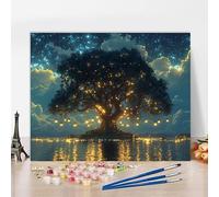 Peinture par Numero Kits Arbre De La Vie Peinture par Numero Sea DIY Kit Creatif Adulte Couleur Canevas Painting Kit, Loisir Creatif Adulte pour Deco Salon, Cadeau Femme Avec Cadre 40x30cm 5-D0760