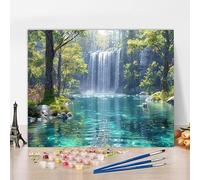 Peinture par Numero Kits Automne Peinture par Numero Lac DIY Kit Creatif Adulte Couleur Canevas Painting Kit, Loisir Creatif Adulte pour Deco Salon, Cadeau Femme Avec Cadre 40x30cm F-JY231