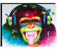 Peinture par Numéro Kits avec Brosses et Peintures Acryliques pour Adultes Enfants Seniors Débutant DIY Peindre par Nombre Peinture à l'huile de Bricolage - Couleur animal musique singe gorille (1)
