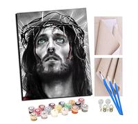 Peinture par Numéro Kits avec Brosses et Peintures Acryliques pour Adultes Seniors Débutant DIY Peindre par Nombre Peinture à l'huile de Bricolage - photo {Croix de Jésus Noir et Blanc 001} (2)