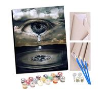 Peinture par Numéro Kits avec Brosses et Peintures Acryliques pour Adultes Seniors Débutant DIY Peindre par Nombre Peinture à l'huile de Bricolage - Yeux qui pleurent 16x20 Pouces (Avec cadre)