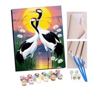 Peinture par Numéro Kits avec Brosses et Peintures Acryliques pour Adultes Seniors Débutant DIY Peindre par Nombre Peinture à l'huile de Bricolage - Ombre de la grue au coucher du soleil 16x20 Pouces