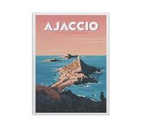 Peinture par Numero Kits Brosses et peintures acryliques，Affiche de voyage vintage d'Ajaccio, archipel des Sanguinaires, France，Adultes Enfants Seniors Débutant Cadeau de Peinture(30x40cm）-BO73