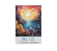 Peinture par Numero Kits Brosses et peintures acryliques,Belize, Amérique centrale,Adultes Enfants Seniors Débutant Cadeau de Peinture(50x60cm)19.6x23.6 pouces-AN12
