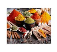 Peinture par Numero Kits Brosses et peintures acryliques，Une Multitude D'épices Et D'herbes Aromatiques sur La Table De La Cuisine，Adultes Enfants Seniors Débutant Cadeau de Peinture（40x50cm）-E62