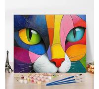 Peinture par Numero Kits Chat Peinture par Numero Abstrait DIY Kit Creatif Adulte Couleur Canevas Painting Kit, Loisir Creatif Adulte pour Deco Salon, Cadeau Femme Avec Cadre 40x30cm 1-4M567