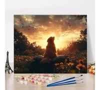 Peinture par Numero Kits Chien Peinture par Numero Fleur DIY Kit Creatif Adulte Couleur Canevas Painting Kit, Loisir Creatif Adulte pour Deco Salon, Cadeau Femme Avec Cadre 100x70cm 5-D0839