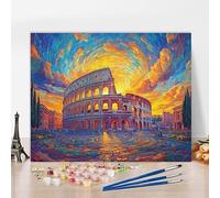 Peinture par Numero Kits ColiséE Peinture par Numero Rome DIY Kit Creatif Adulte Couleur Canevas Painting Kit, Loisir Creatif Adulte pour Deco Salon, Cadeau Femme Avec Cadre 60x40cm P-8N214