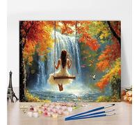 Peinture par Numero Kits Femme Peinture par Numero Automne DIY Kit Creatif Adulte Couleur Canevas Painting Kit, Loisir Creatif Adulte pour Deco Salon, Cadeau Femme Avec Cadre 60x40cm B-QW824