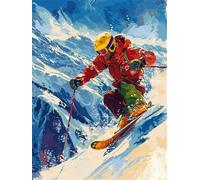 Peinture par Numéro Kits Hiver, Ski Peinture par Numéros Adultes, DIY Paint by Numbers Figured'art pour Enfants Débutants, Kits de Peinture Numero avec Pinceaux et Acryliques 40x50cm sans cadre