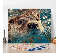 Peinture par Numero Kits Loutre De Mer Peinture par Numero Animal DIY Kit Creatif Adulte Couleur Canevas Painting Kit, Loisir Creatif Adulte pour Deco Salon, Cadeau Femme Avec Cadre 100x70cm B-R2210
