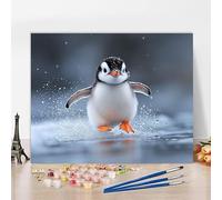 Peinture par Numero Kits Manchot Peinture par Numero Animal DIY Kit Creatif Adulte Couleur Canevas Painting Kit, Loisir Creatif Adulte pour Deco Salon, Cadeau Femme Avec Cadre 100x70cm 7-5D520