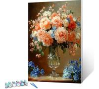 Peinture par numéro Kits pour Adulte, Fleur Peinture à l'huile Peindre par Nombre Kits avec Pinceaux et Acryliques Bricolage Peintures Kits pour la décoration de la Maison 50x70cm, sans Cadre Vase F-4