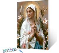 Peinture par numéro Kits pour Adulte, Religion Peinture à l'huile Peindre par Nombre Kits avec Pinceaux et Bricolage Peintures Kits pour la décoration de la Maison Marie 40x50cm (Sans cadre)