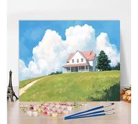 Peinture par Numero Kits Villa Peinture par Numero Paysage DIY Kit Creatif Adulte Couleur Canevas Painting Kit, Loisir Creatif Adulte pour Deco Salon, Cadeau Femme Avec Cadre 100x70cm O-2M652