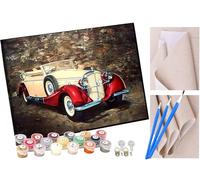 Peinture par Numéro Kits Voiture Rétro Classique Peintures Acryliques pour Adultes Enfants Seniors Débutant Peinture à l'huile de Bricolage -16x20 Pouces (sans Cadre)