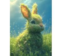 Peinture par Numéro,Peinture par Numero Adulte,Prairie Lapin Kit de Peinture à l'huile sur Toile Bricolage pour Enfant,avec 3 Pinceaux Peinture de Dessin de Pigment Acrylique 20x30cm (sans Cadre) q550