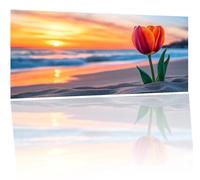 Peinture Par Numero plage tulipe, Activité Manuelle Kit de Peinture à l'huile sur Toile Bricolage pour Enfant avec pinceaux Peintures de Dessin de Pigment Acrylique, pour Décor Cadeaux 35x70cm Y-398