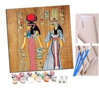 Peinture Par Numero pour Adulte und Enfant Cléopâtre et Isis Débutants Kit de Bricolage Peinture à l'huile sur Toile avec Acrylique et Pinceaux 40 x 40cm (sans Cadre)
