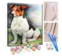 Peinture Par Numero pour Adulte und Enfant Débutants Kit de Bricolage Peinture à l'huile Jack Russell, un adorable chien de compagnie sur Toile avec Acrylique et Pinceaux 40 x 50cm (sans Cadre)