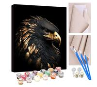 Peinture Par Numero pour Adulte und Enfant Débutants Kit de Bricolage Peinture à l'huile Oiseau aigle noir et or sur Toile avec Acrylique et Pinceaux 40 x 50cm (sans Cadre)